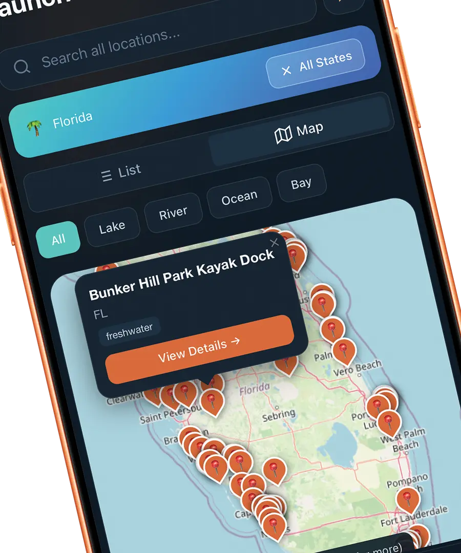 Interactive kayak launch map